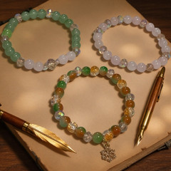 Handmade Pink, Green & Champagne Crystal Gemstone Bracelet, set of 3