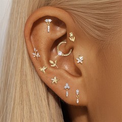 Gold Nap Earrings 925 Sterling Silver Flat Back Daith Conch Piercing Earrings