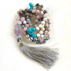 Natural Moonstone 108 Beads Knot Necklace Yoga energy mala Wristband Bless Chic