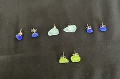 Lot of 4 Handmade Ocean Tossed Sea Glass Earrings California Beach