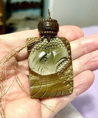 American Bald Eagle Stone Pendant With Beautiful Cherry Amber Bale