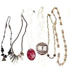 Lot of 6 Boho Beaded Necklaces Seed Bead Glass Faux Shell Metal