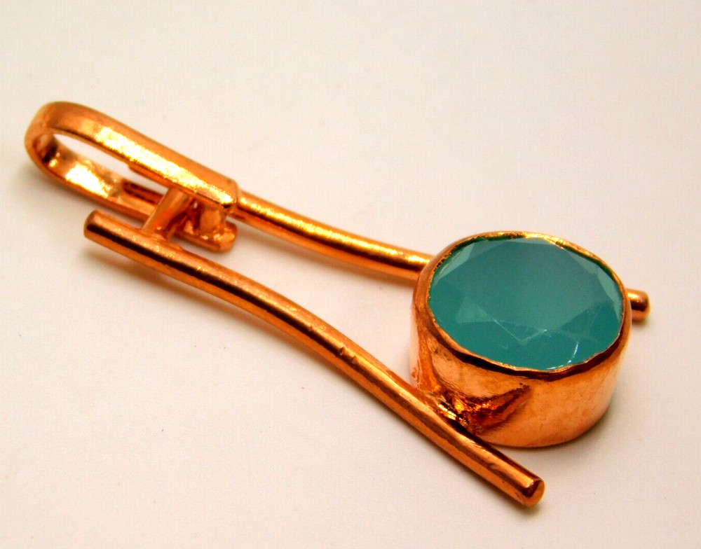 Designer Artisan Handcrafted Copper Pendant With Hydro Aqua Chalcedony Pendant