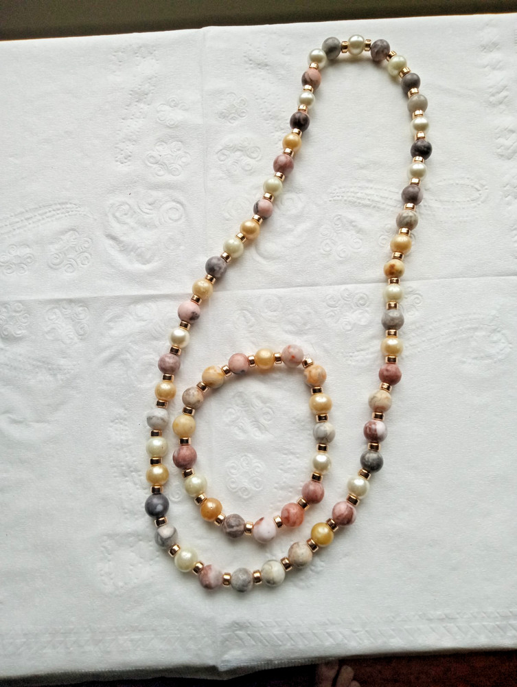 Jasper Jewelry Set, Slip-on Necklace, 20 inches and stretch bracelet $18