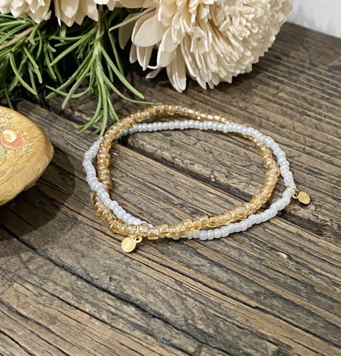 Dainty Seed Bead Twisted Bracelet With Starburst Charms