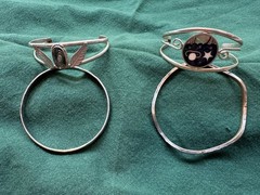 Vintage Mexican Artisan Bracelet Lot (4) – Taxco Style, Abalone & Alpaca Inlay