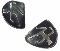 L C MEXICO STERLING SILVER STUDIO ARTISAN MID CENTURY MODERN FIGURE EARRINGS