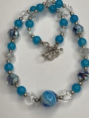 Artisan Handcrafted Art Deco Lampwork Breakfast at Tiffany?s Blue Necklace #8