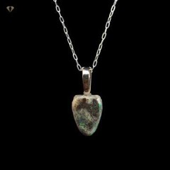 Boulder Opal Necklace- Rounded Triangle Shape on Bail, 1.4mm Oval Flat 16″ .925