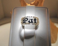 8MM BM SOLID 925 STERLING SILVER CUSTOM PERSONALIZED HAWAIIAN BLACK ENAMEL RING