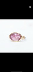 Yellow Gold and Silver Pink Sapphire Oval Faceted Bezel Setting Cocktail Ring