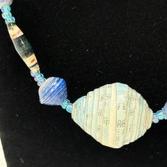 Handmade Paper Beads Necklace 46″ Multicolor African Artisan jewelry Recycled