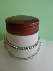 Stainless Steel hardware Beaded And Paperclip Layered Necklace designer style