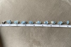 BLUE AQUAMARINE Chips Beaded Lobster Clasp Bracelet Stainless Steel