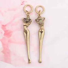 Brass Naked Beauty Pendant Creative Ear Spoon Knife Keychain Necklace Pendant