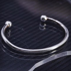 6.5”, vintage sterling silver 925 handmade cuff, bracelet with two bead ends
