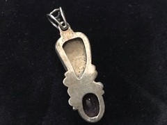 Artisan Freeform One of a Kind Statement Pendant Fluor. Fossil Coral & Amethyst