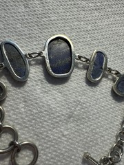 Lapis Lazuli Bezel Set STERLING SILVER TOGGLE BRACELET-adjust to 8” Beautiful