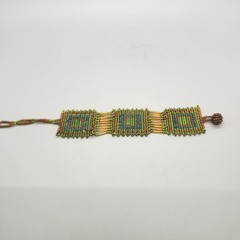 Handmade Seed Bead Wide Green Southwest Bracelet