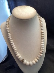 Pretty Handmade Sterling Silver Graduated Natural White Agate Rondelle Necklace
