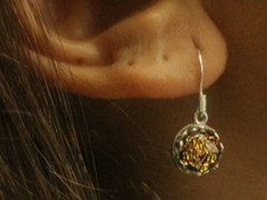 Dainty Dangling Brown Dichroic Earrings, Silver & Glass Jewelry, Gift for Her