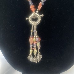 Vintage Glass 925 Front Toggle Lariat Y drop Necklace