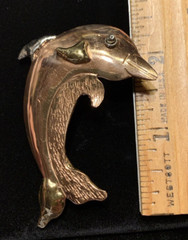 Artisan Copper Dolphin Brooch Pin Pendant Coastal Nautical Mexico