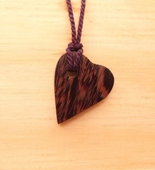 Wooden Heart Pendant Necklace Natural Artisan Handcrafted Wenge Wood