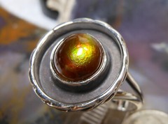 Sterling Silver and Slaughter Camp AZ Fire Agate Gem ring sz 10 3/4 D102