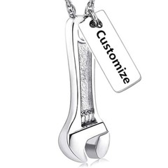 Tool Wrench Urn Pendant Necklace for Ashes Keepsake Memorial Necklace for Human