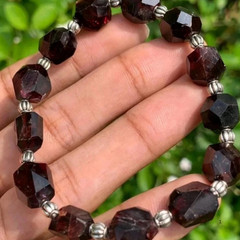Natural Raw Red Almandine Garnet Bracelet Handmade Genuine Gemstone Jewelry