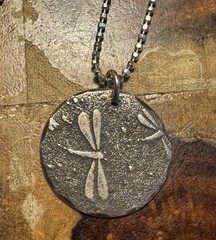 Dragonfly Nature Pendant Necklace Sterling Silver Handmade 18” Chain