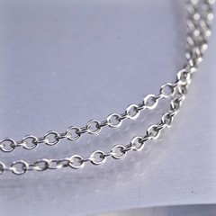 18+2″ 2mm, vintage Sterling 925 silver circle chain necklace