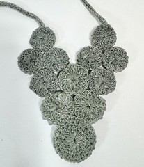 Artisan Necklace Beaded Disc Bib Crochet Sewn Beads Boho Cottagecore Handmade