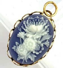 Necklace Pendant Charm Vintage Flower Cameo Cabochon Dainty Floral Jewelry