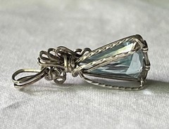 Artisan Blue Topaz Silver Tone Wire Wrapped Pendant