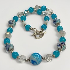 Artisan Handcrafted Art Deco Lampwork Breakfast at Tiffany?s Blue Necklace #8