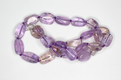 Amethyst Necklace Purple Natural Gemstone 10 x 13mm Oval Silk Hand Knotted 17″