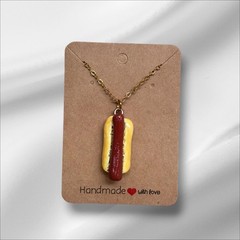 Handmade Hot Dog Necklace Realistic Polymer Clay Food Jewelry Fast Food Charm