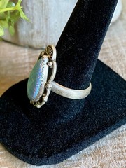 Navajo Blue Balloon Opal Sterling Silver Ring Southwestern Western 8 ADJUSTABLE