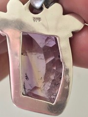 GENUINE BOLIVIAN AMETRINE GEMSTONE PENDANT 925 STERLING SILVER FREE SHIPPING!!!