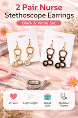 Handmade – Nurse Stethoscope Earrings – Black & White – 2 pair