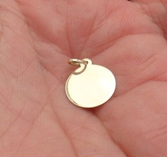 1/2″ Engravable Reversible Shiny Disc Charm Pendant Real Solid 14K Yellow Gold