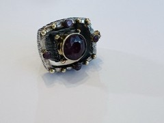 Handcrafted Natural Ruby Ring In Sterling Silver And Gold Fill