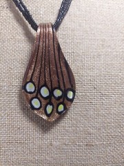 Art Glass Pendant Necklace Black & Copper Color Artisan Hand Blown