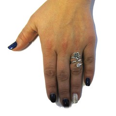 Sterling Silver Ring Solid 925 Flower With 5mm Cubic Zirconia Handmade