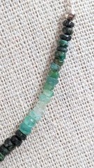 Natural Emerald Ombre Beaded Bar Necklace 925 Sterling Silver – 18 In