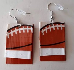 Football earrings duct tape lightweight handmade
