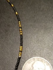 Golden Red Brown Murano Glass Barrel Bead Micro Bead Necklace 16 Inches