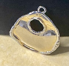 Vintage Talisman Inspired Brutalist Hammered 2-Tone Metal Abstract Pendant 1980s